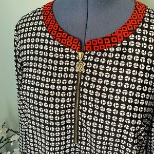 Anne Klein Printed Zip Front Top Size 1X